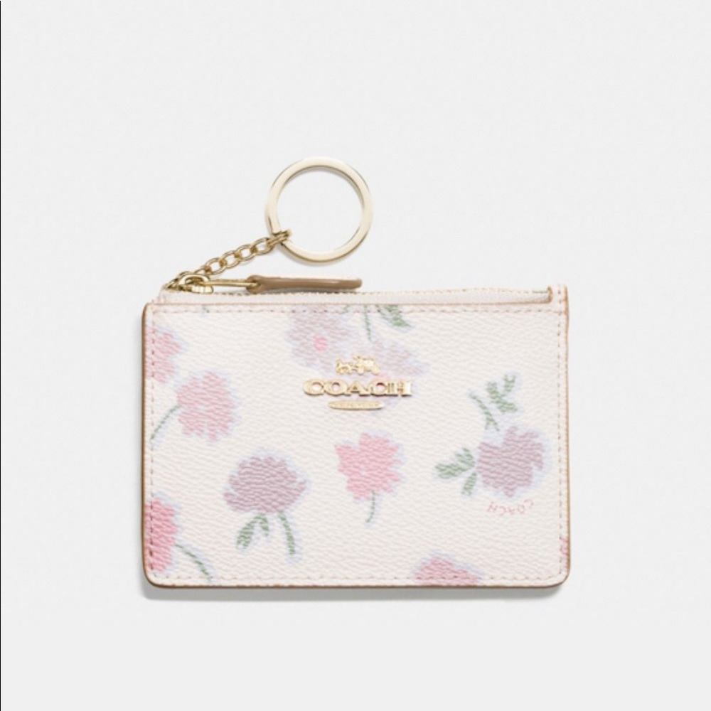 Coach floral ID mini skinny (coin card case wallet with keychain)
